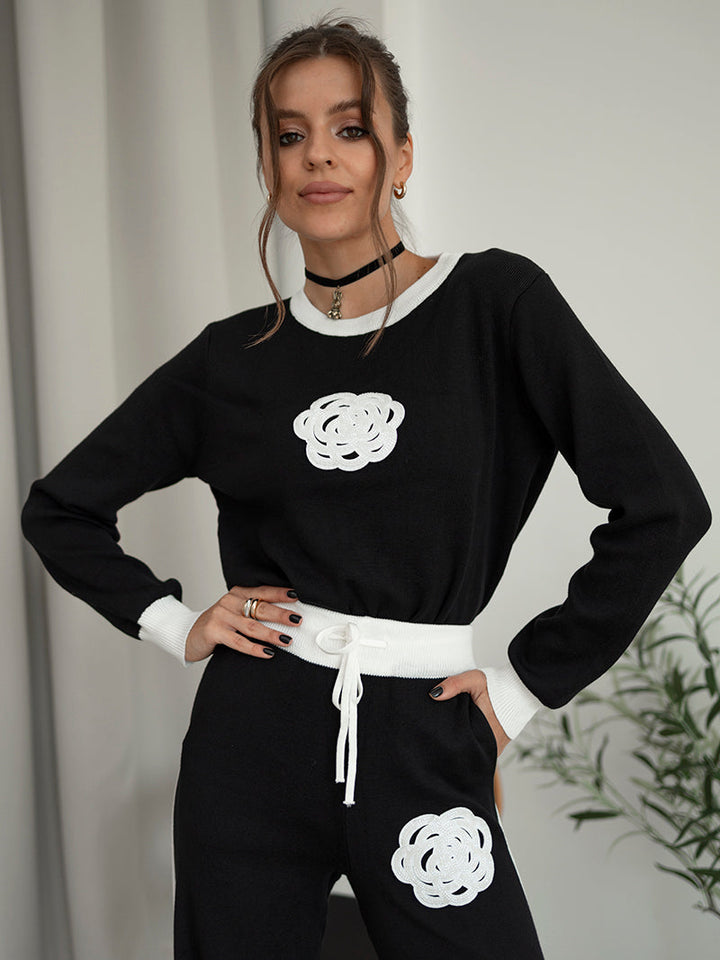 Levoire | Ensemble De Deux Pièces Tricotées Pour Femmes Élégantes Noir Une taille