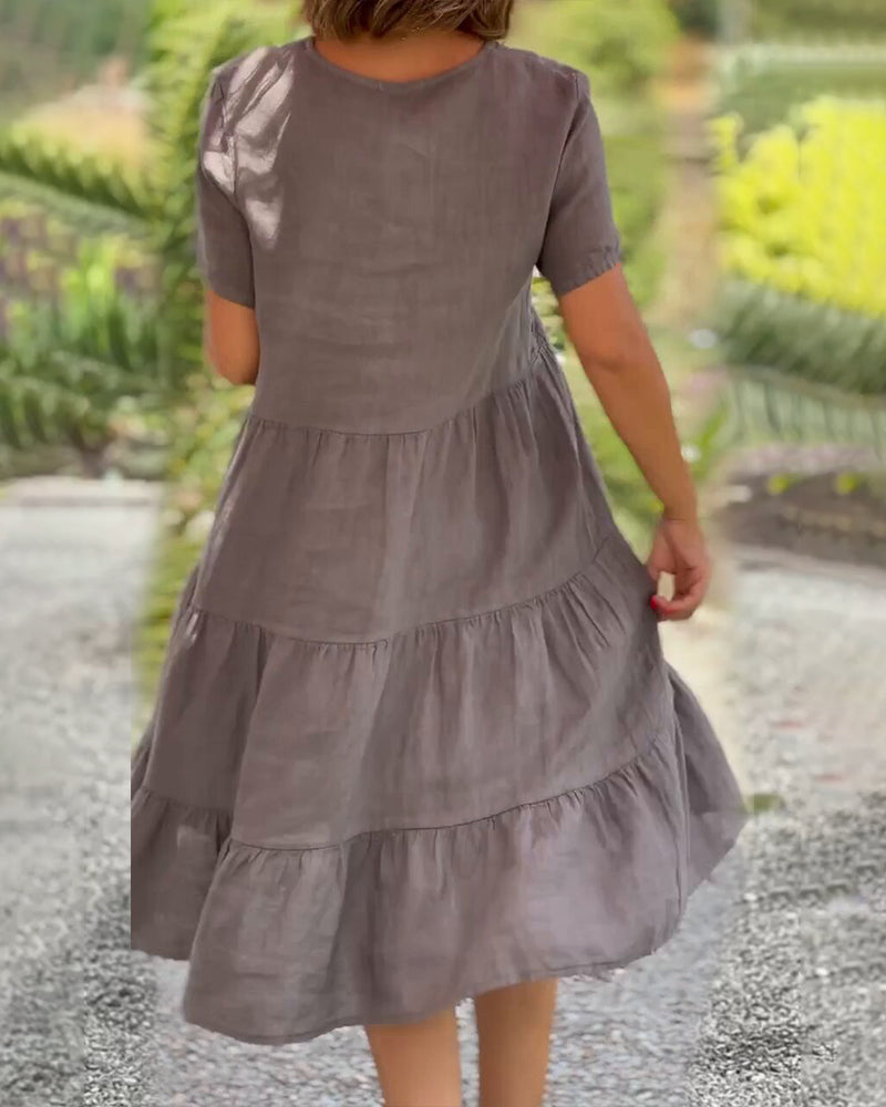 Levoire | Robe En Coton Lin Avec Décolleté En V
