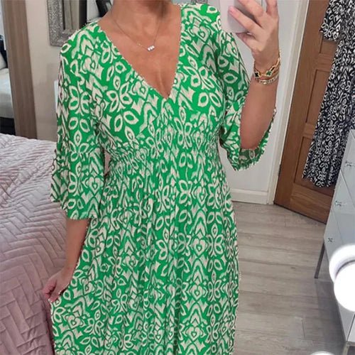Levoire | Robe Boho Décontractée À Décolleté En V Et Manches Mi-Longues