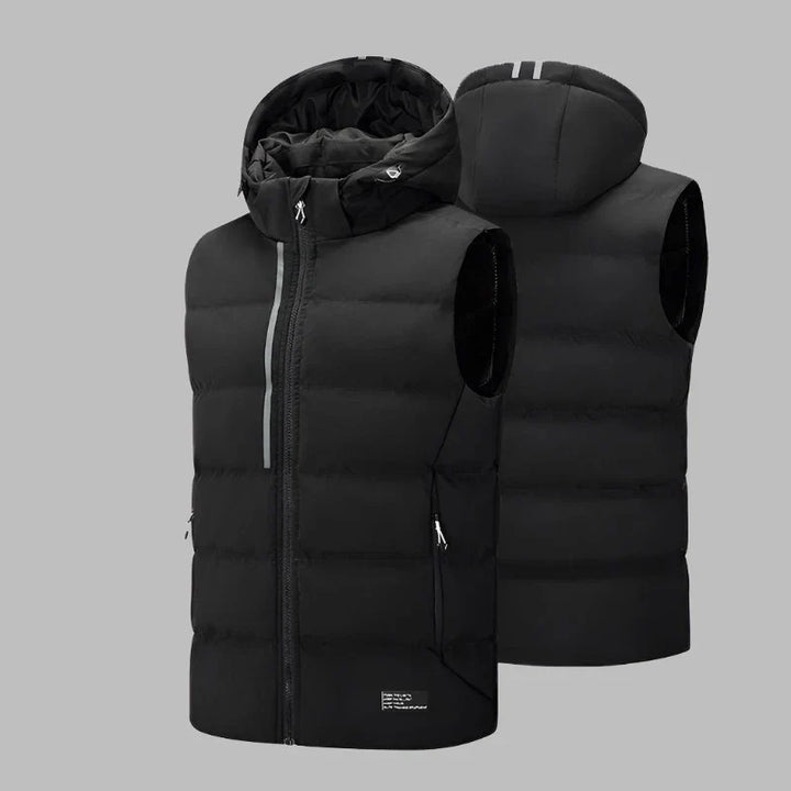 Levoire | Gilet Rembourré Intermédiaire Avec Capuche Pour Hommes Noir