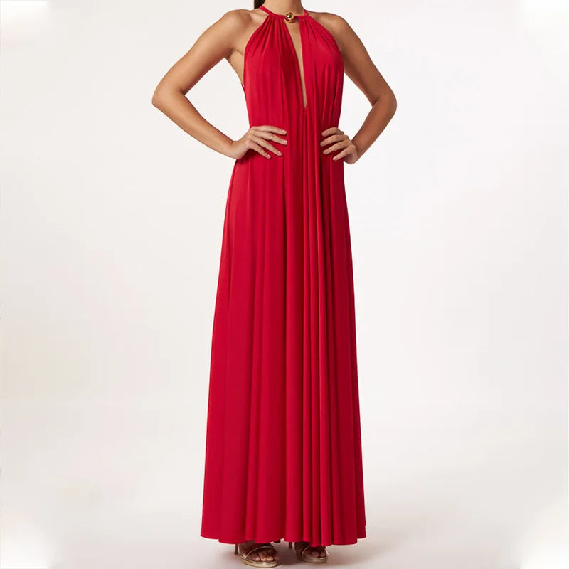 Levoire | Élégante Robe Maxi Boho Dos Nu À Décolleté En V