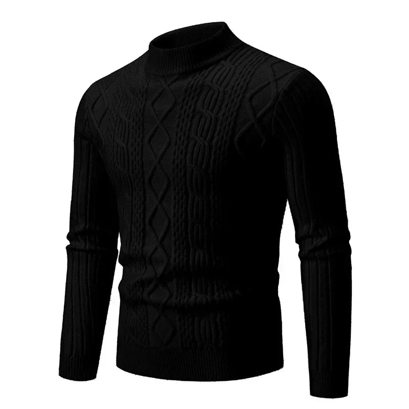 Levoire | Pull À Col Roulé Tricoté Décontracté Pour Hommes Noir