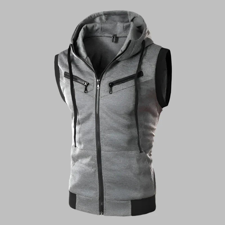 Levoire | Gilet Sans Manches Sportif Avec Capuche Pour Hommes Gris foncé