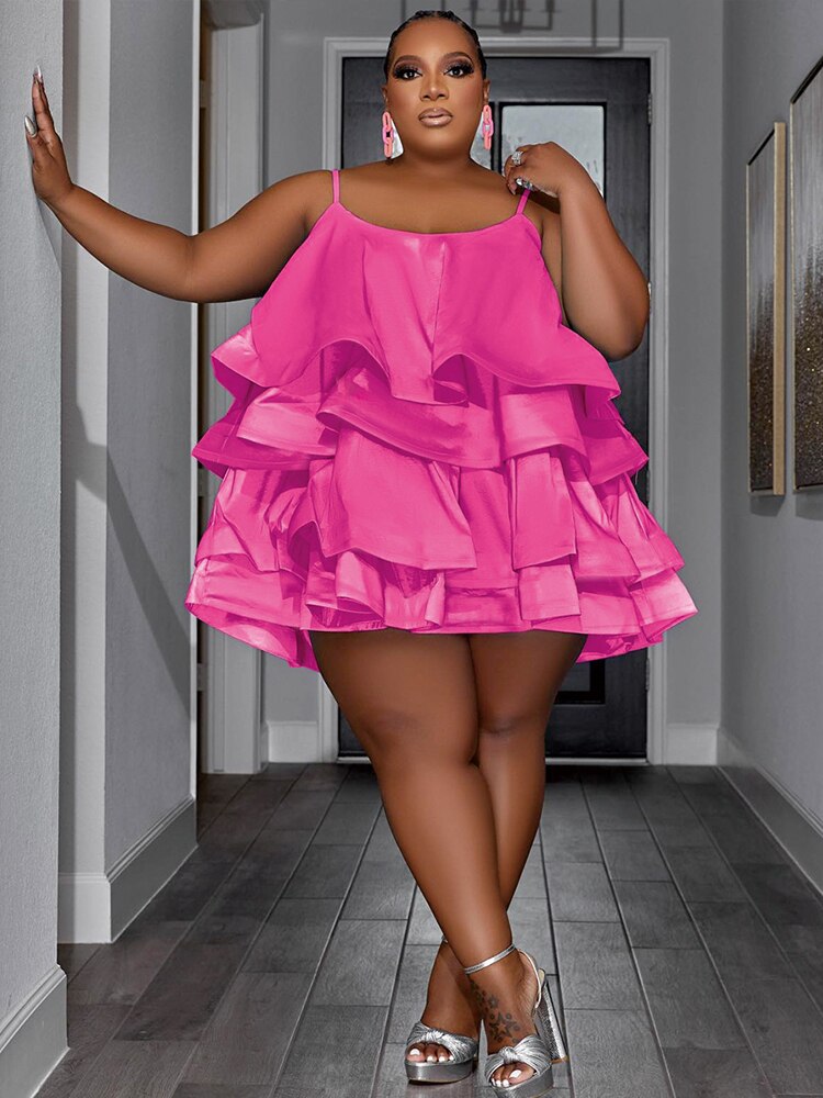 Levoire | Satin Créé Ridé Robe Mini Grande Taille