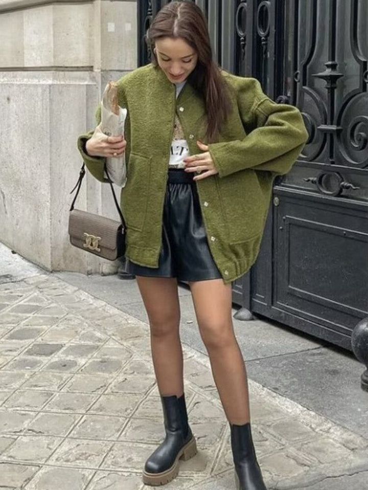 Levoire | Grande Veste En Laine Avec Encolure Ronde Et Bouton