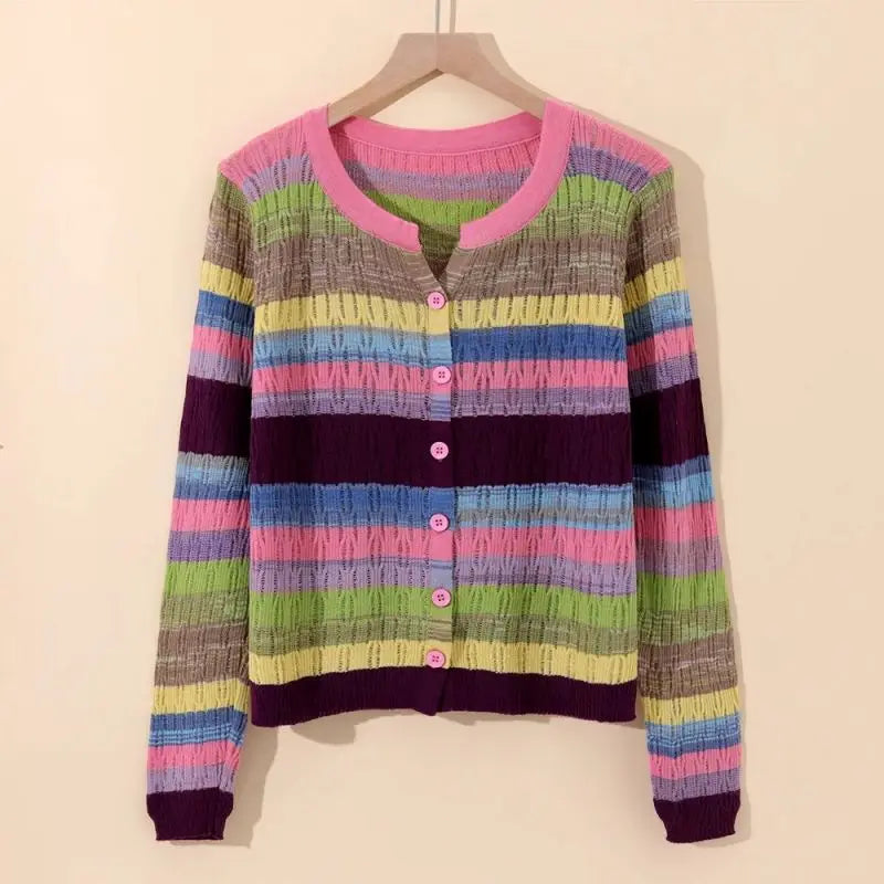 Levoire | Gilet Rayé Style Vintage Lilas Taille unique