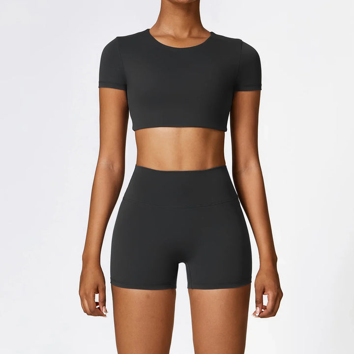 Levoire | Ensemble De Pyjama Comprenant Un Short, Des Leggings Courts Et Un Haut À Manches Courtes Noir