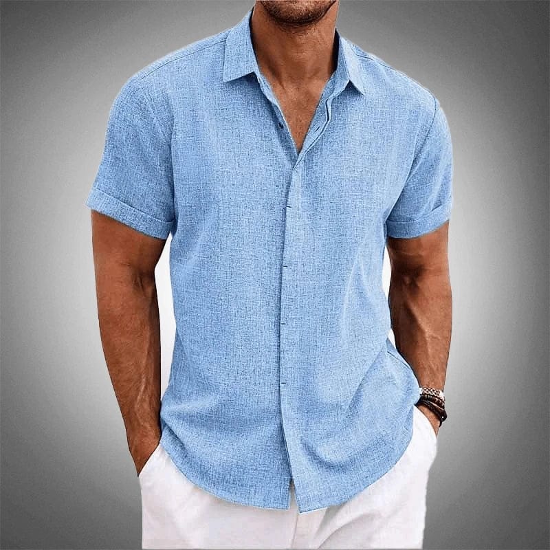 Levoire | Chemise En Lin À Manches Courtes bleu ciel
