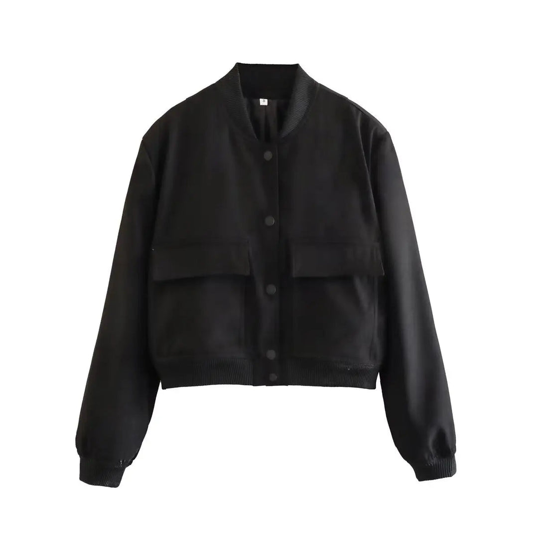 Levoire | Veste Bomber À Manches Longues Avec Boutons Et Poches Noir