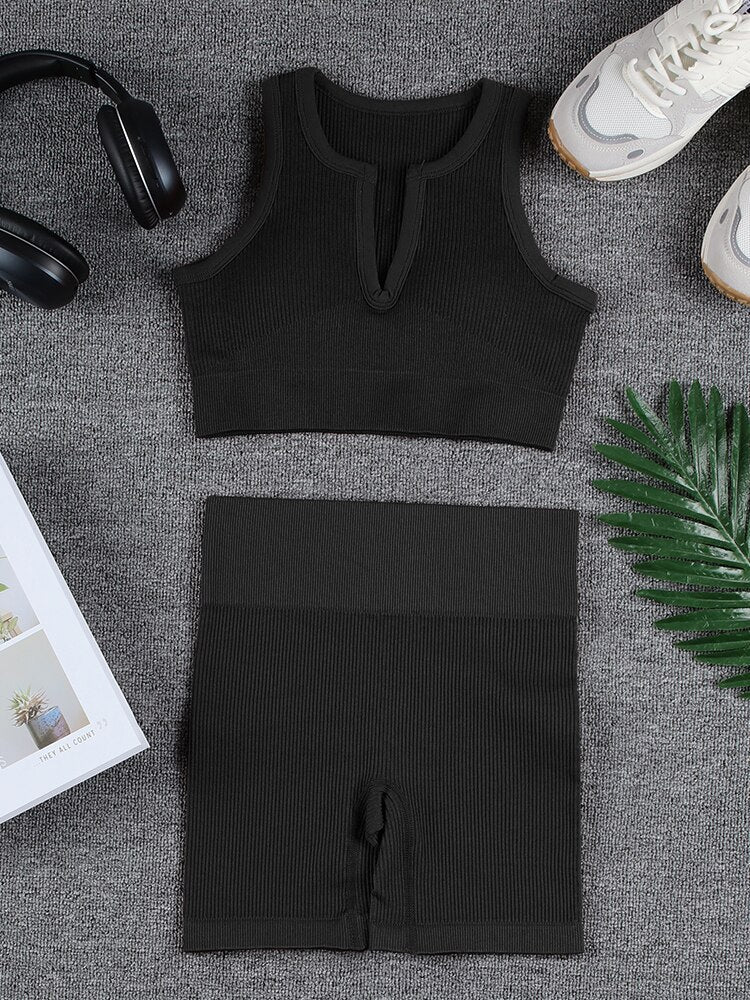Levoire | Ensemble De Yoga (Court) Avec Un Ajustement Magnifique Noir