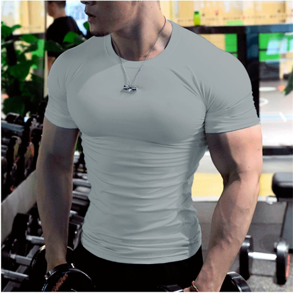 Levoire | T-Shirt De Fitness À Manches Courtes Pour Hommes Élégant Et Confortable Pour L'Entraînement Gris