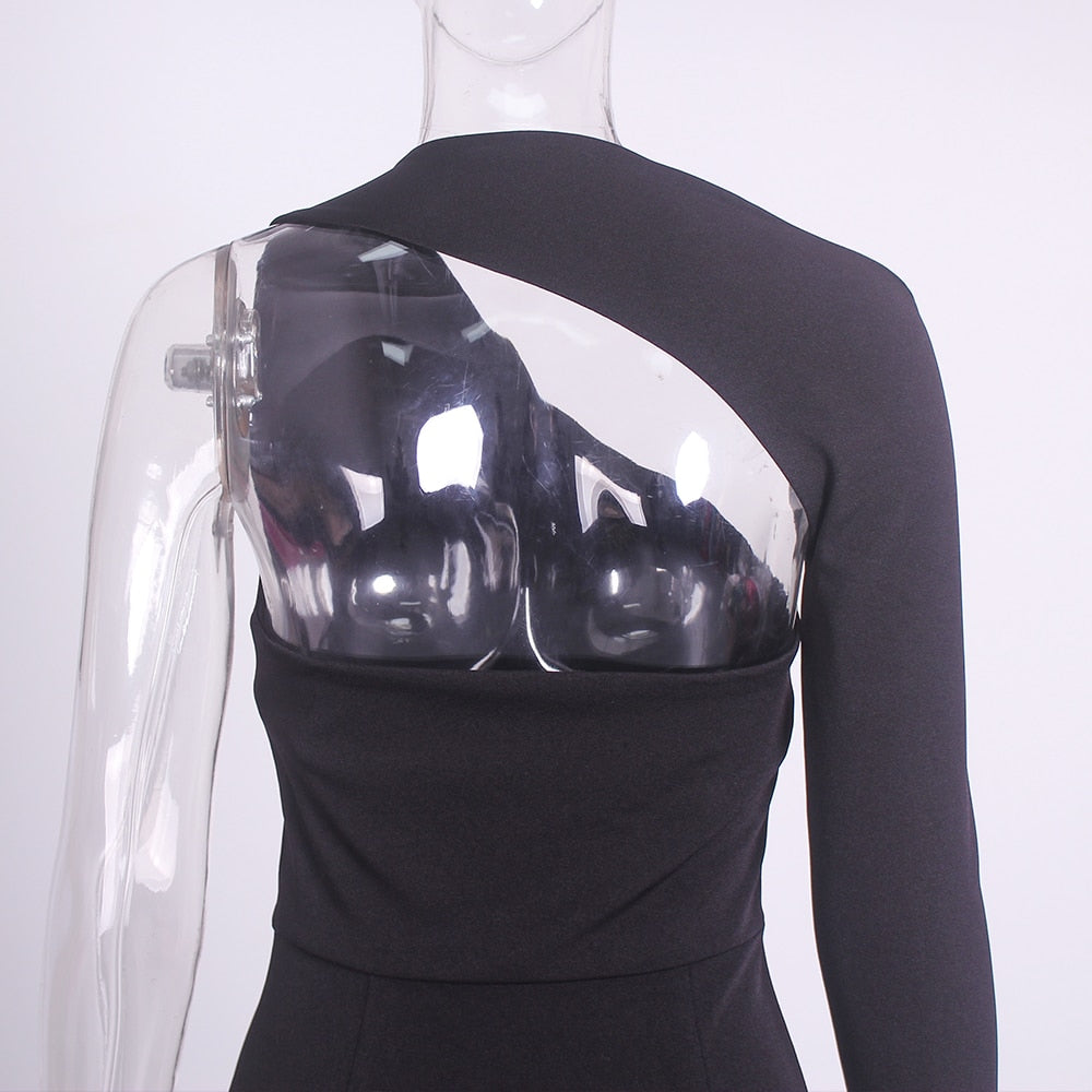 Levoire | Noir Hohlene Simple Manches Longues Robe Longue Parti