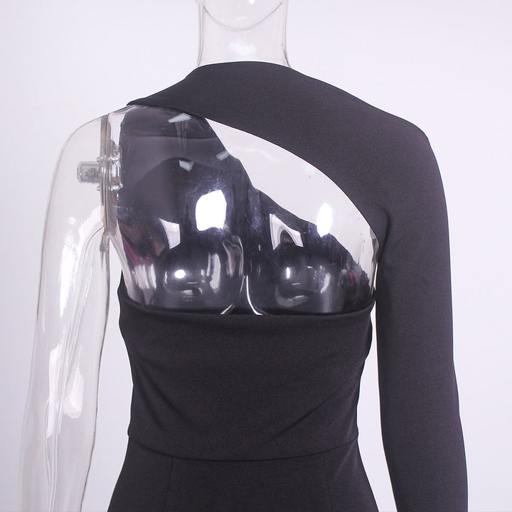 Levoire | Noir Hohlene Simple Manches Longues Robe Longue Parti