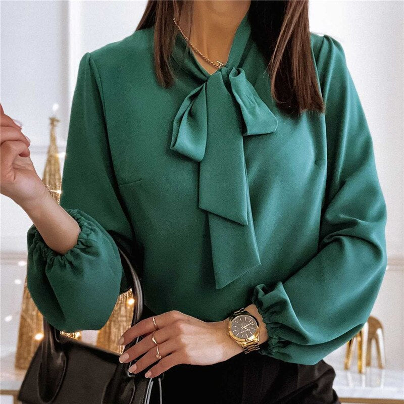 Levoire | Élégante Chemise Papillon Ample Avec Manches Longues Vert