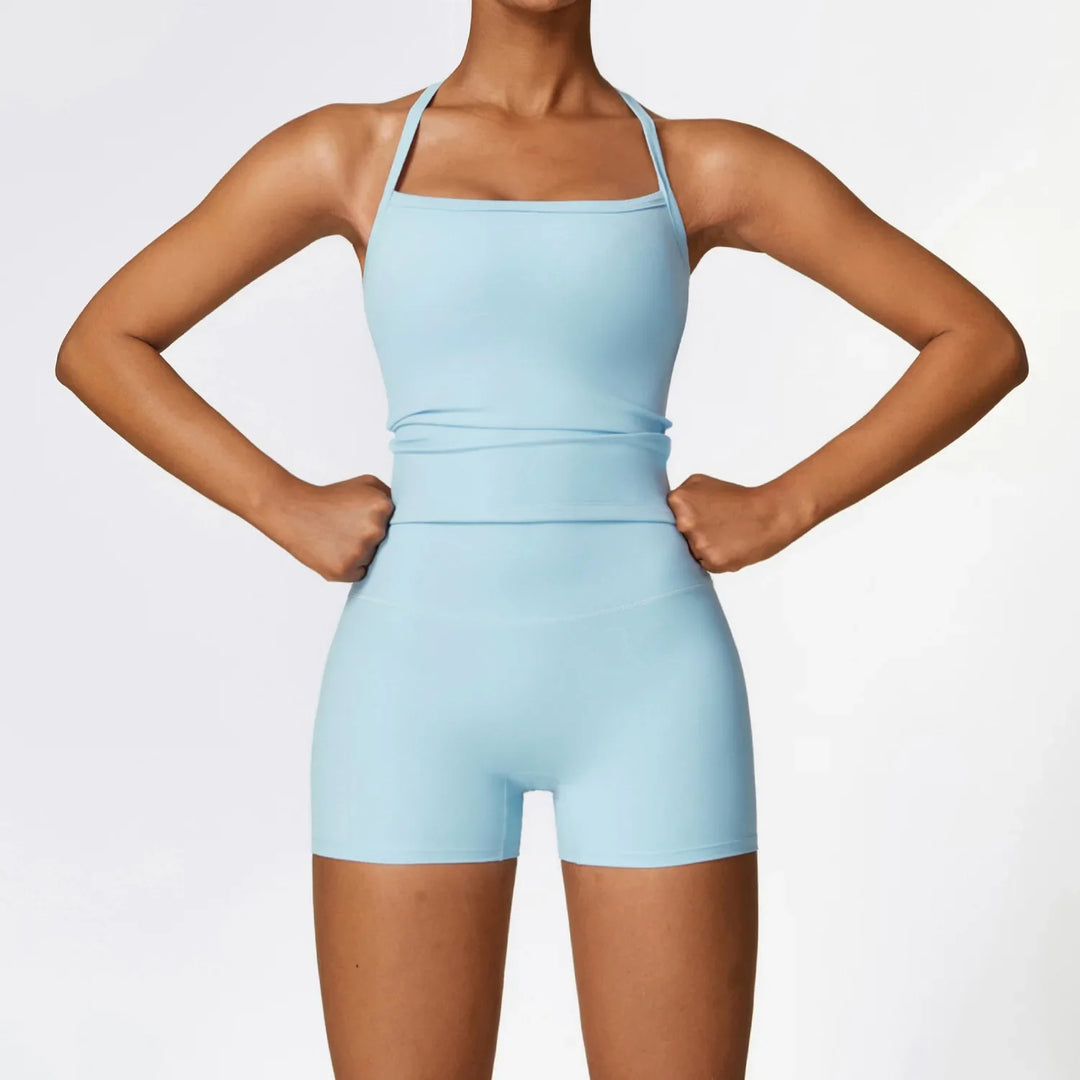 Levoire | Ensemble De Homewear Leggings Courtes Et Top À Bretelles bleu céleste