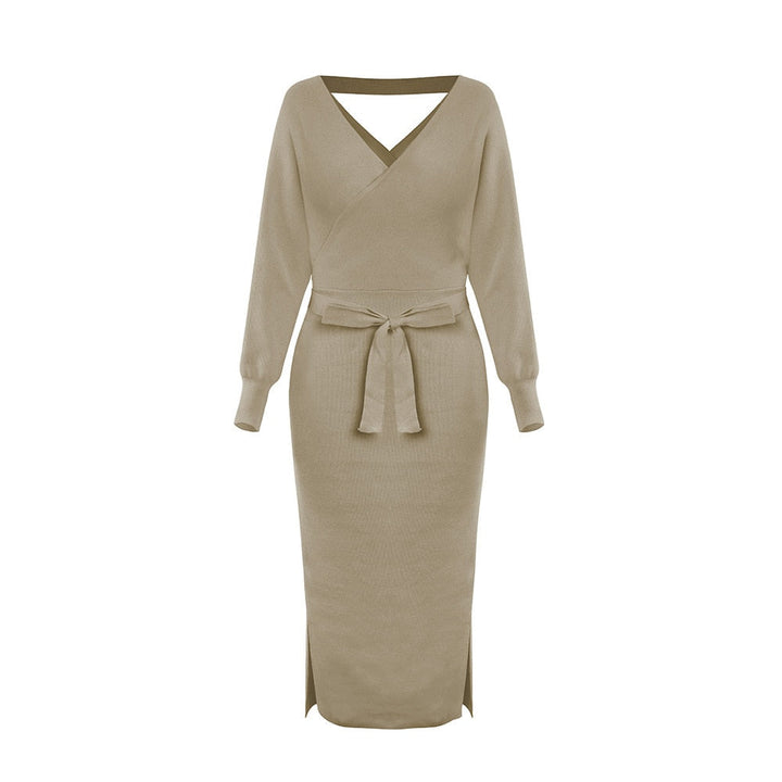 Levoire | Robe Tricotée Col V Slim Beige