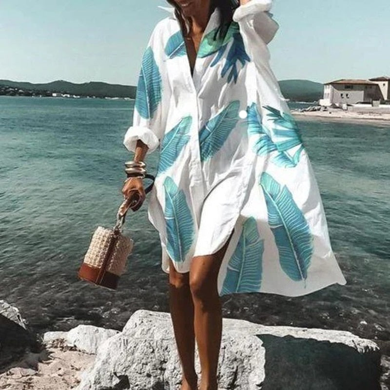 Levoire | Élégant Et Confortable Robe D'Été Impression bleue