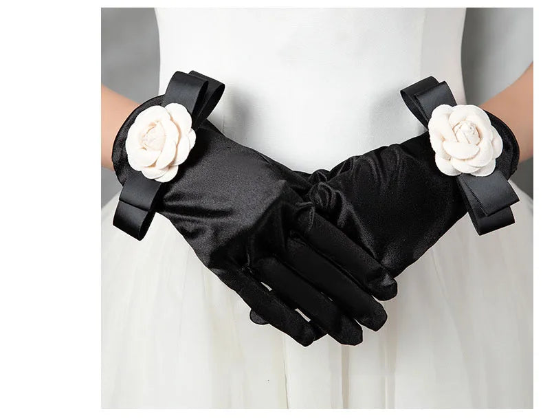 Levoire | Gants En Satin Noir Vintage Hepburn Pour Un Style Classique