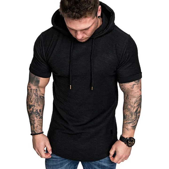Levoire | Sweat à Capuche Homme Manches Courtes avec Cordon Noir