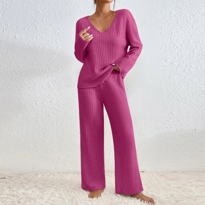 Levoire | Ensemble Tricot Chic Et Confortable Avec Col En V Et Coupe Relaxed Rosa