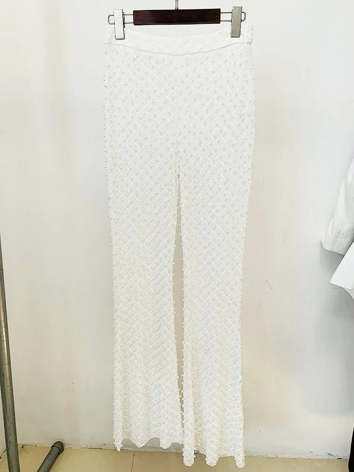Levoire | Applications Perles Pour Un Accent Élégant Les pantalons blancs