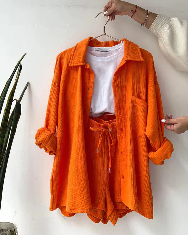 Levoire | Ensemble Deux Pièces Avec Plis Orange