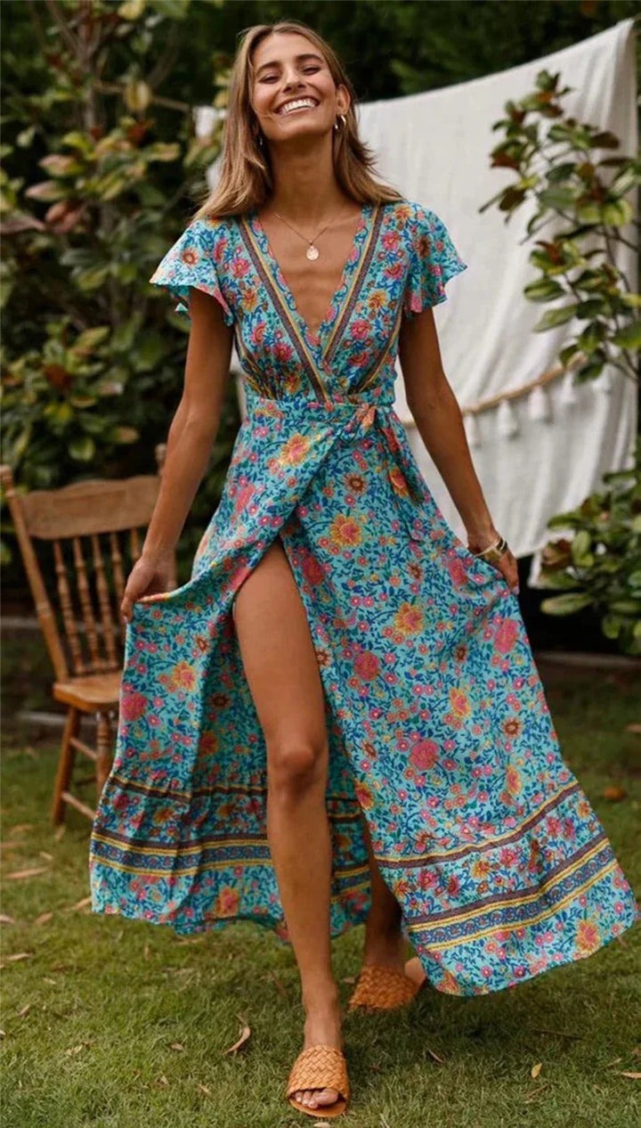 Levoire | Robe Portefeuille Fleurie Bohème