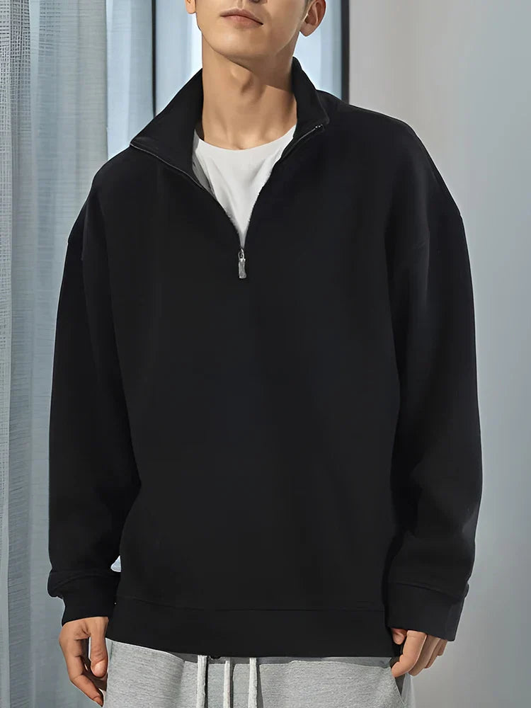 Levoire | Pull Élégant Pour Hommes Avec Zip Pour Le Quotidien Noir