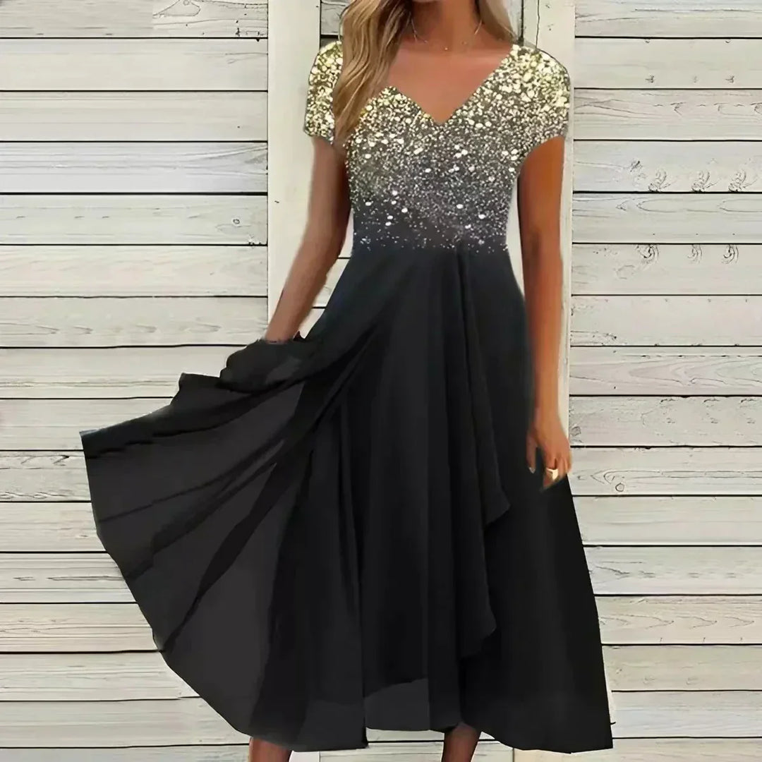 Levoire | Robe élégante en chiffon Or Noir
