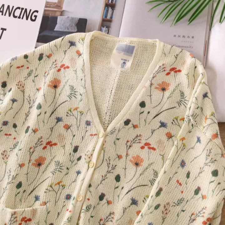Levoire | Élégante Veste En Tricot Avec Imprimé Floral