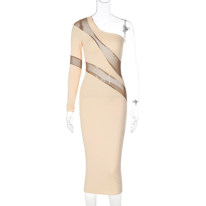 Levoire | Robe Midi Bodycon À Manches Longues En Mesh