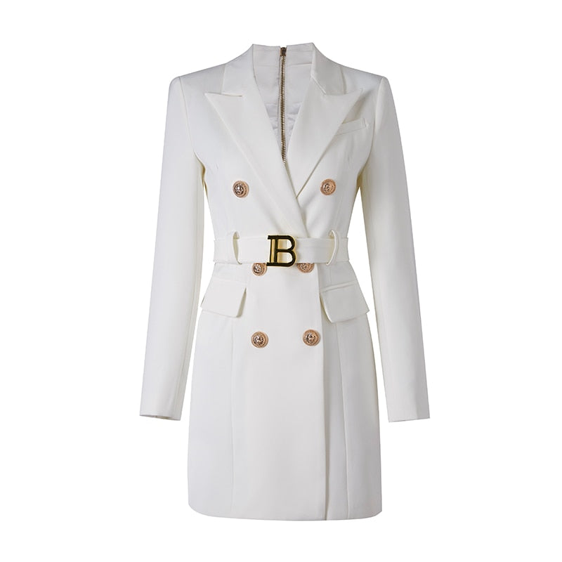 Levoire | Robe Blazer Élégante Avec Ceinture Et Boutons Déclaration