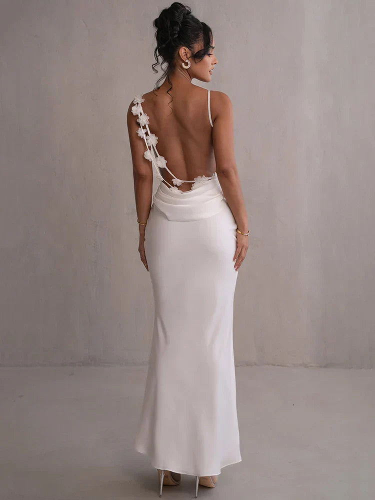 Levoire | Robe maxi à fleurs dos nu Blanc