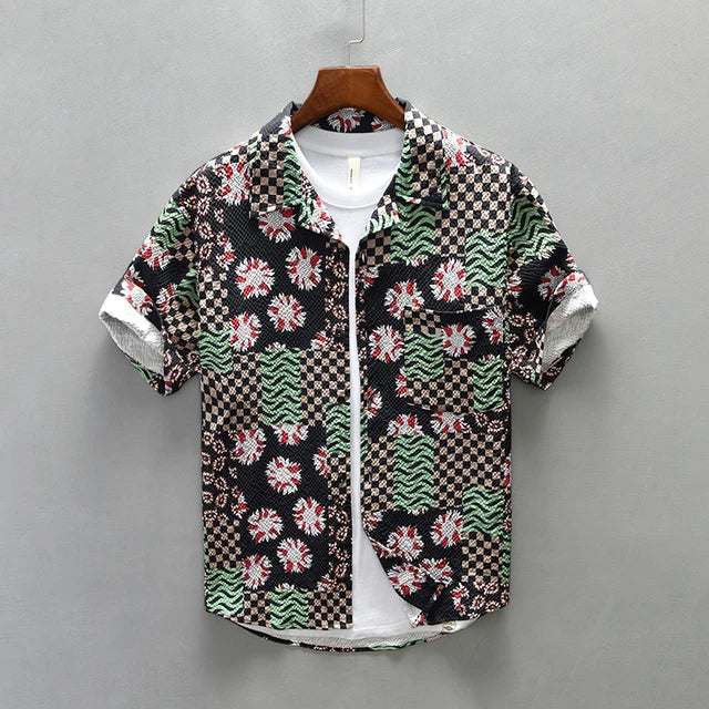 Levoire | Chemise Decontractee Imprimee Coupe Ample Hommes Noir