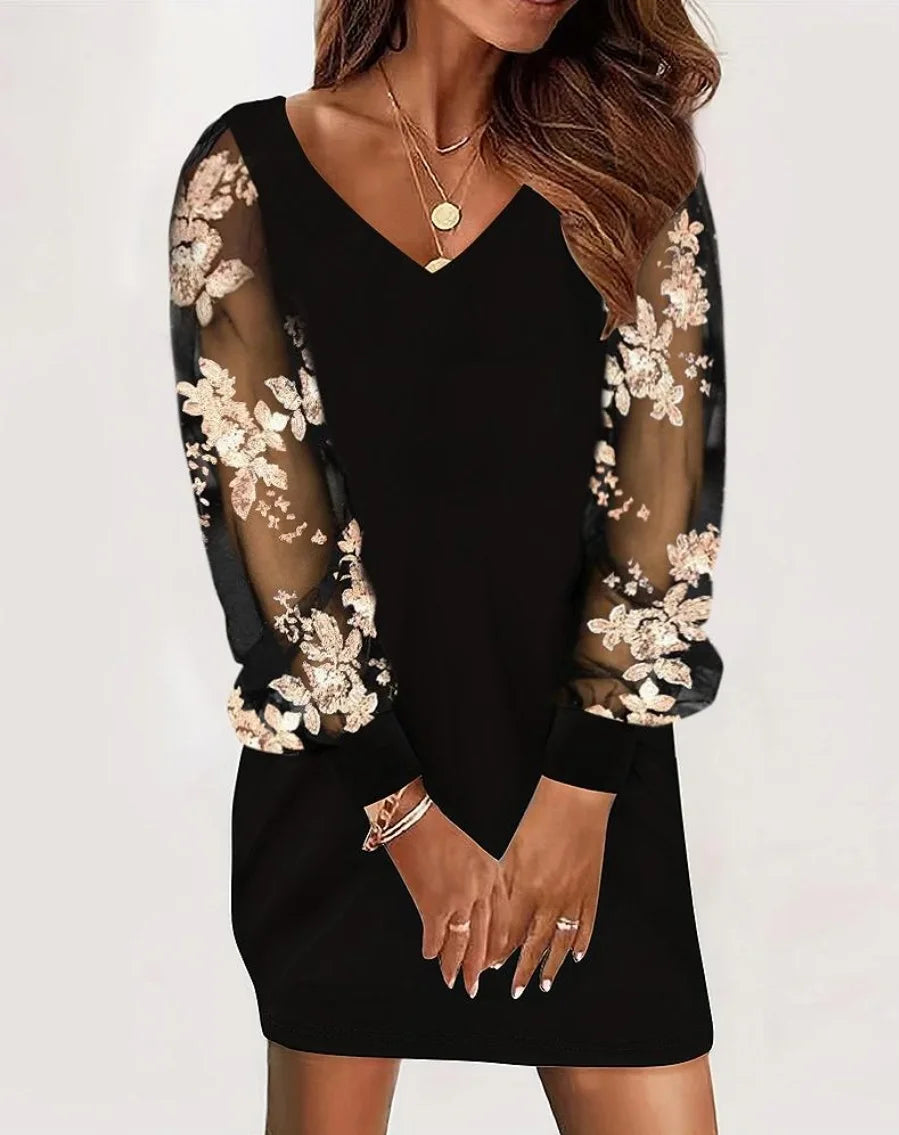 Levoire | Pull Robe À Manches En Dentelle Noir Mélangé