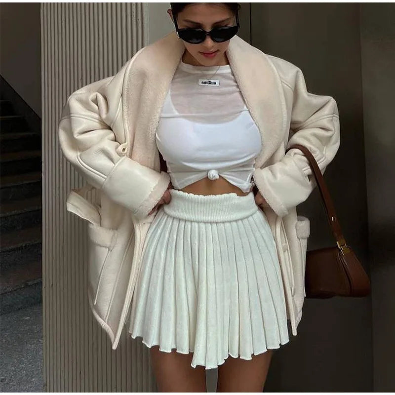 Levoire blouson en cuir avec fourrure