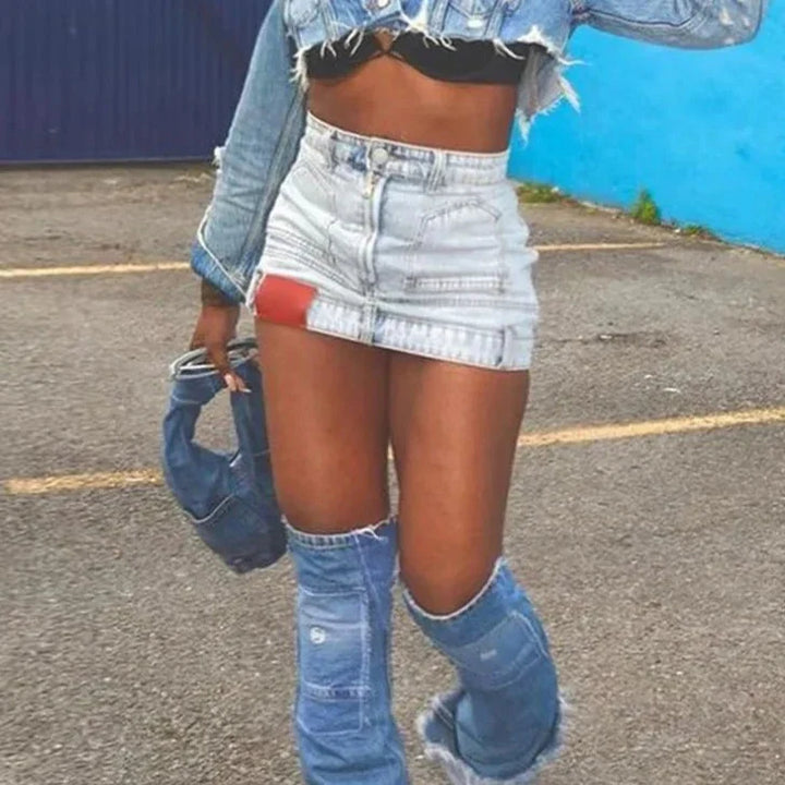 Levoire | Weinlese Denim Y2K Mini-Jupe
