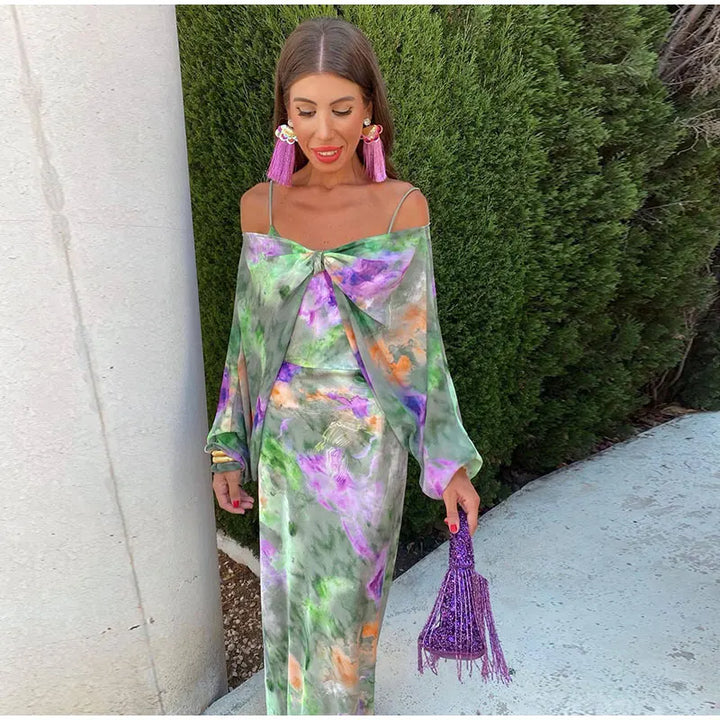 Levoire | Robe Maxi Satin Floral Pour Femmes