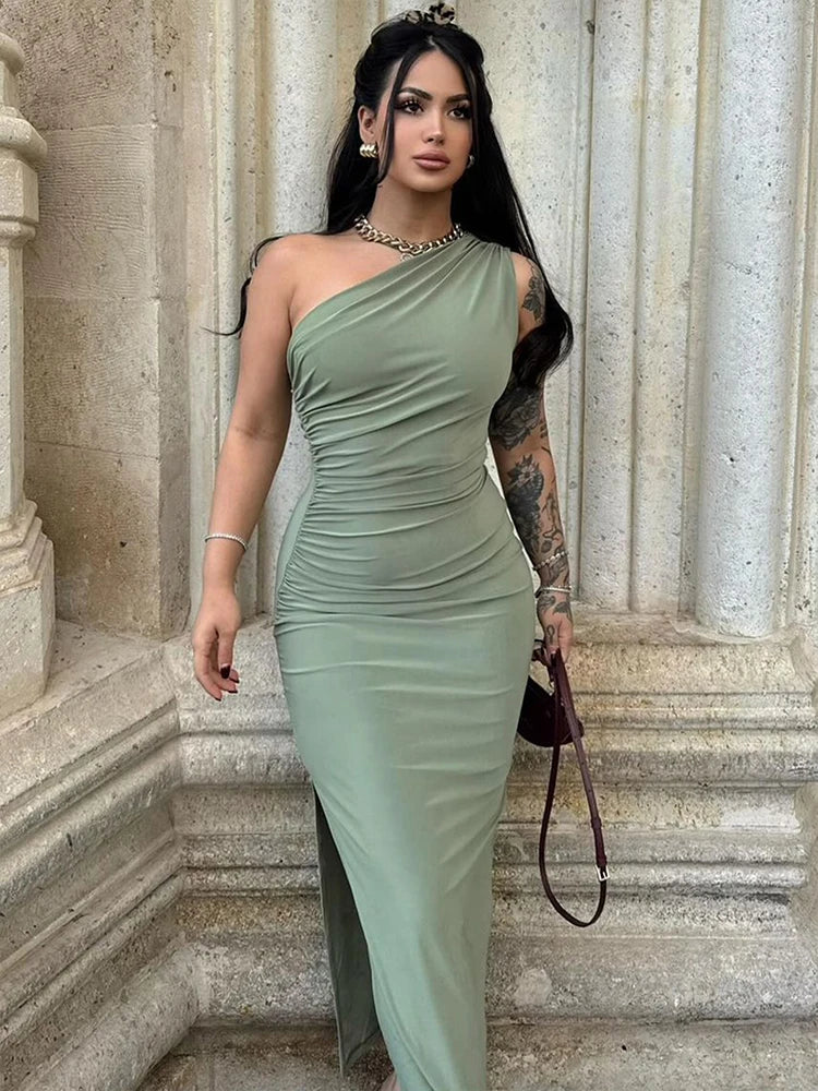 Levoire | Élégante robe slim fendue Vert