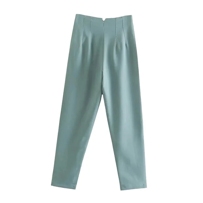 Levoire | Pantalons Formels Taille Haute Avec Une Coupe Slim Et Élégante Turquoise