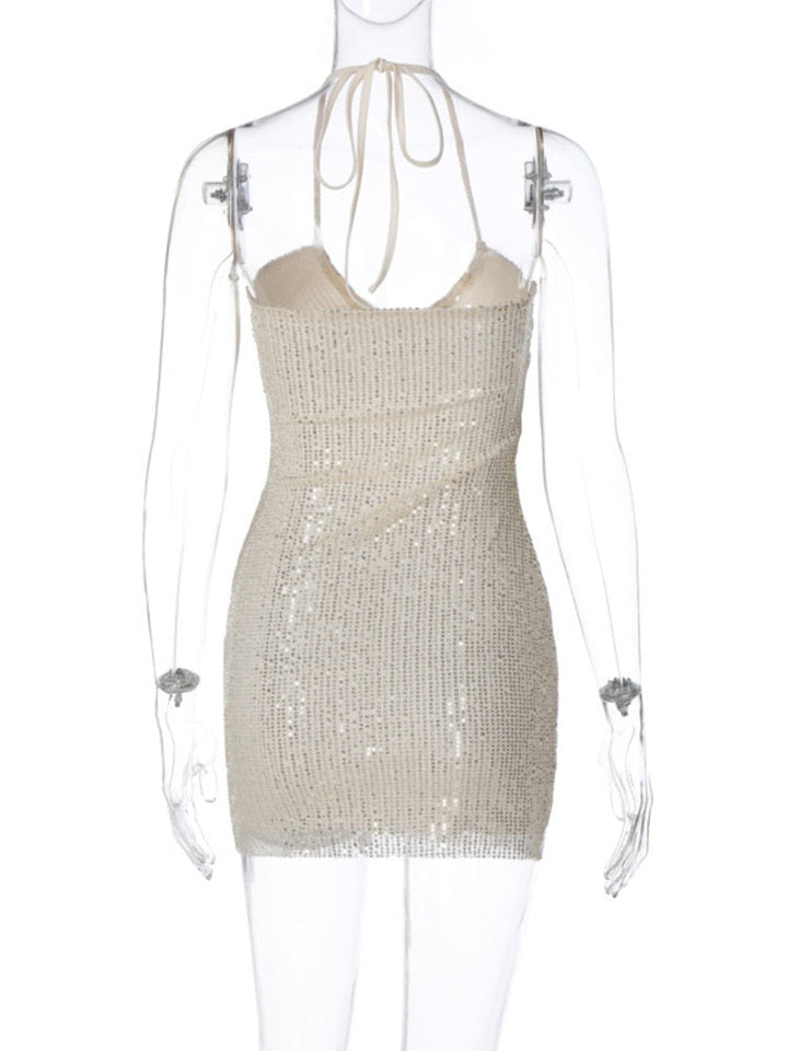 Levoire | Argent Paillettes Haut Sans Bretelles Robe Mini