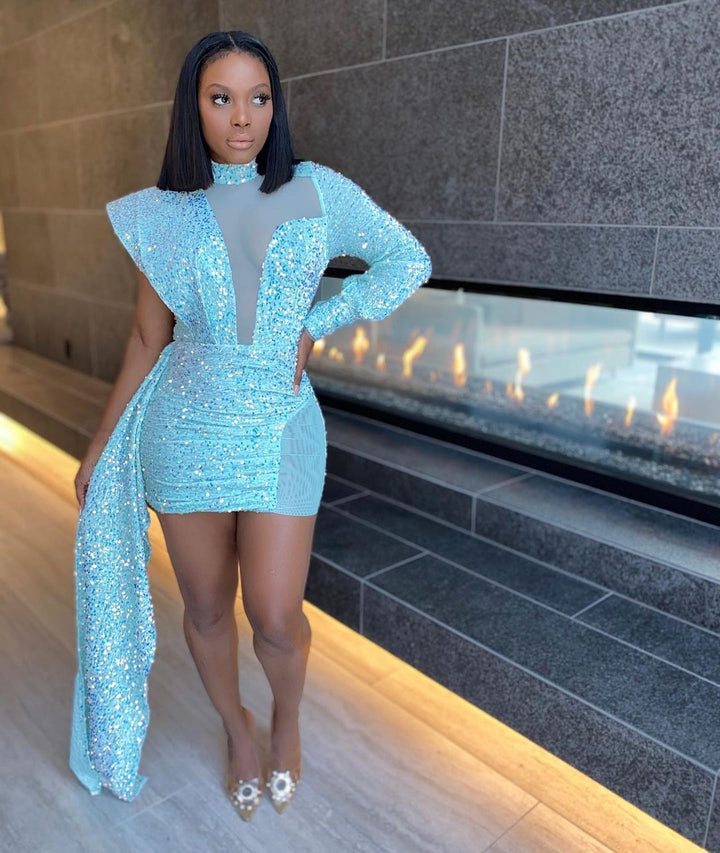 Levoire | Long Sequined Dress With Side Seam