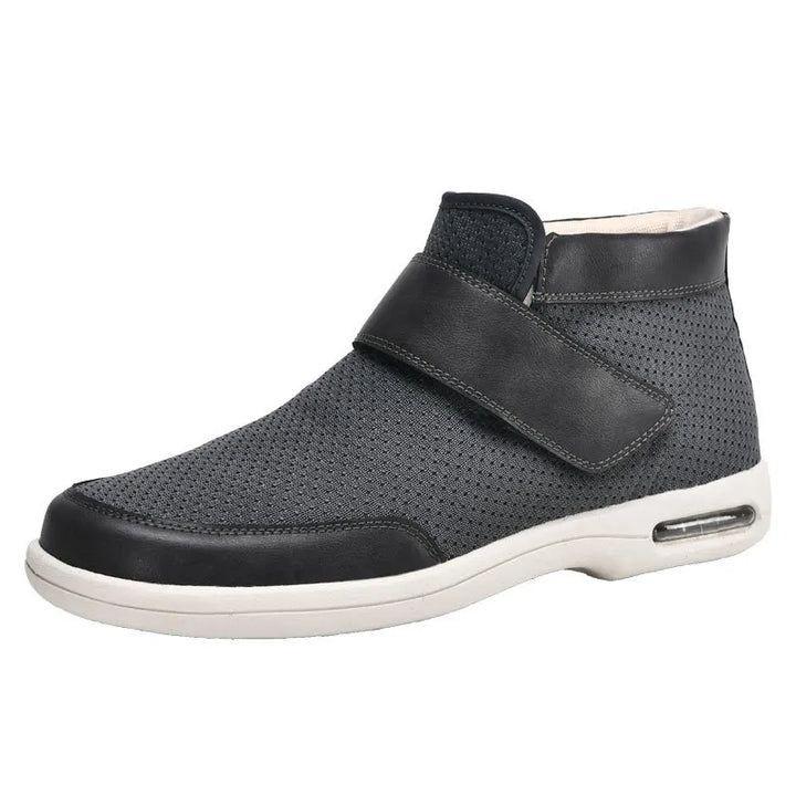Levoire | Confortable Chaussure Large Pour Les Pieds Enflés Avec Fermeture Velcro Pour Hommes Gris foncé
