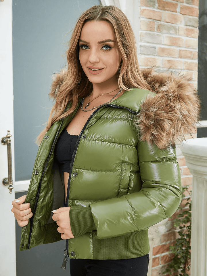 Levoire | Manteau capuche fausse fourrure manches longues