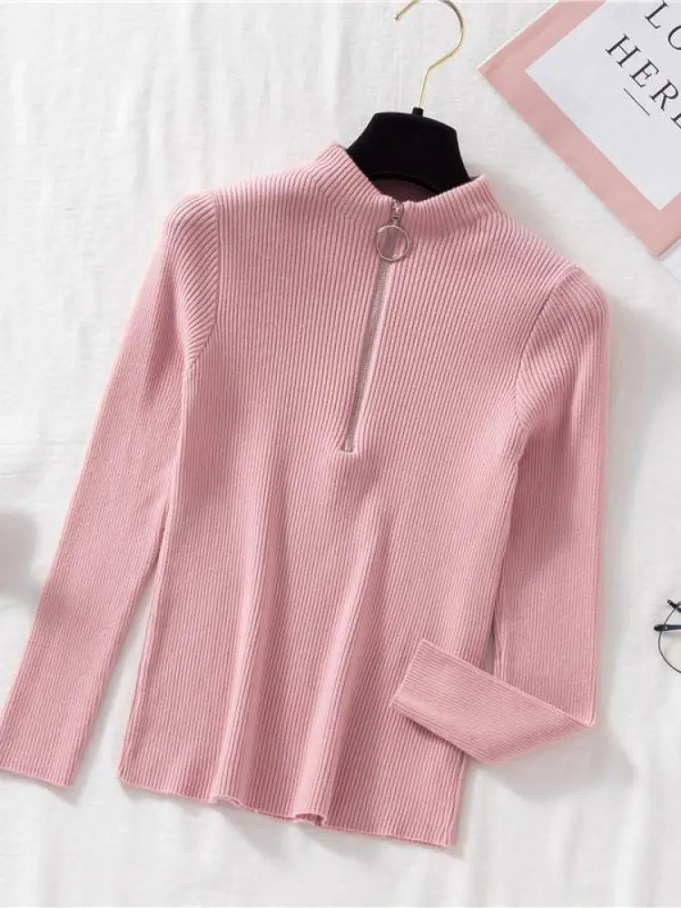 Levoire | Pull Vintage Femme Avec Zip Rose Taille Unique