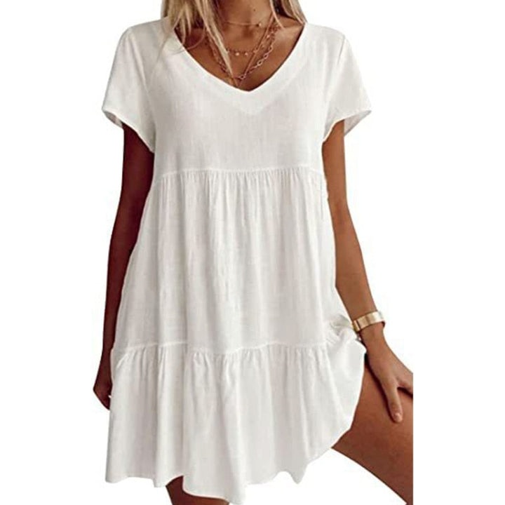 Levoire | Robe Femme À Manches Courtes Robe D'Été Blanc