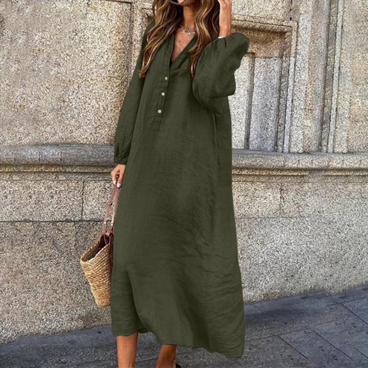 Levoire | Grande Taille Robe Chemise Pour Une Élégance Décontractée Vert armée
