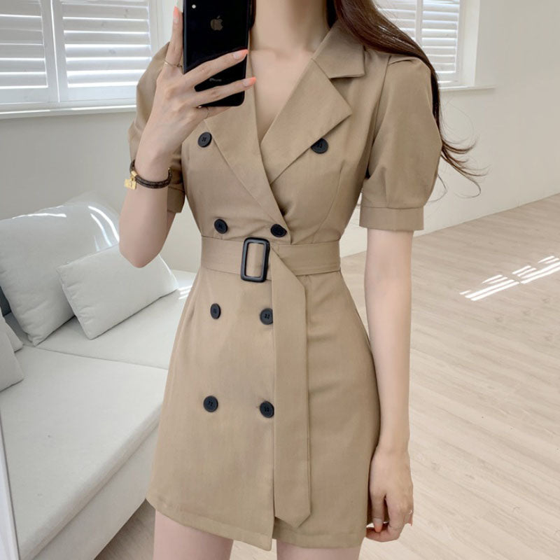 Levoire | Robe Vintage A-Ligne Col V Khaki