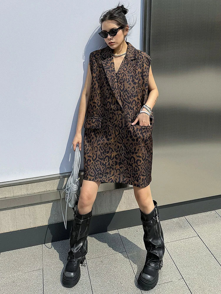 Levoire | Motif Léopard Robe Mini Oversize Lâche