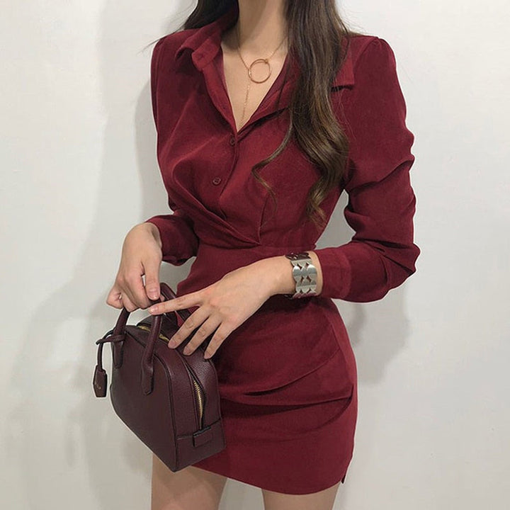 Levoire | Robe Bandage Taille Haute Élégante Vin Rouge